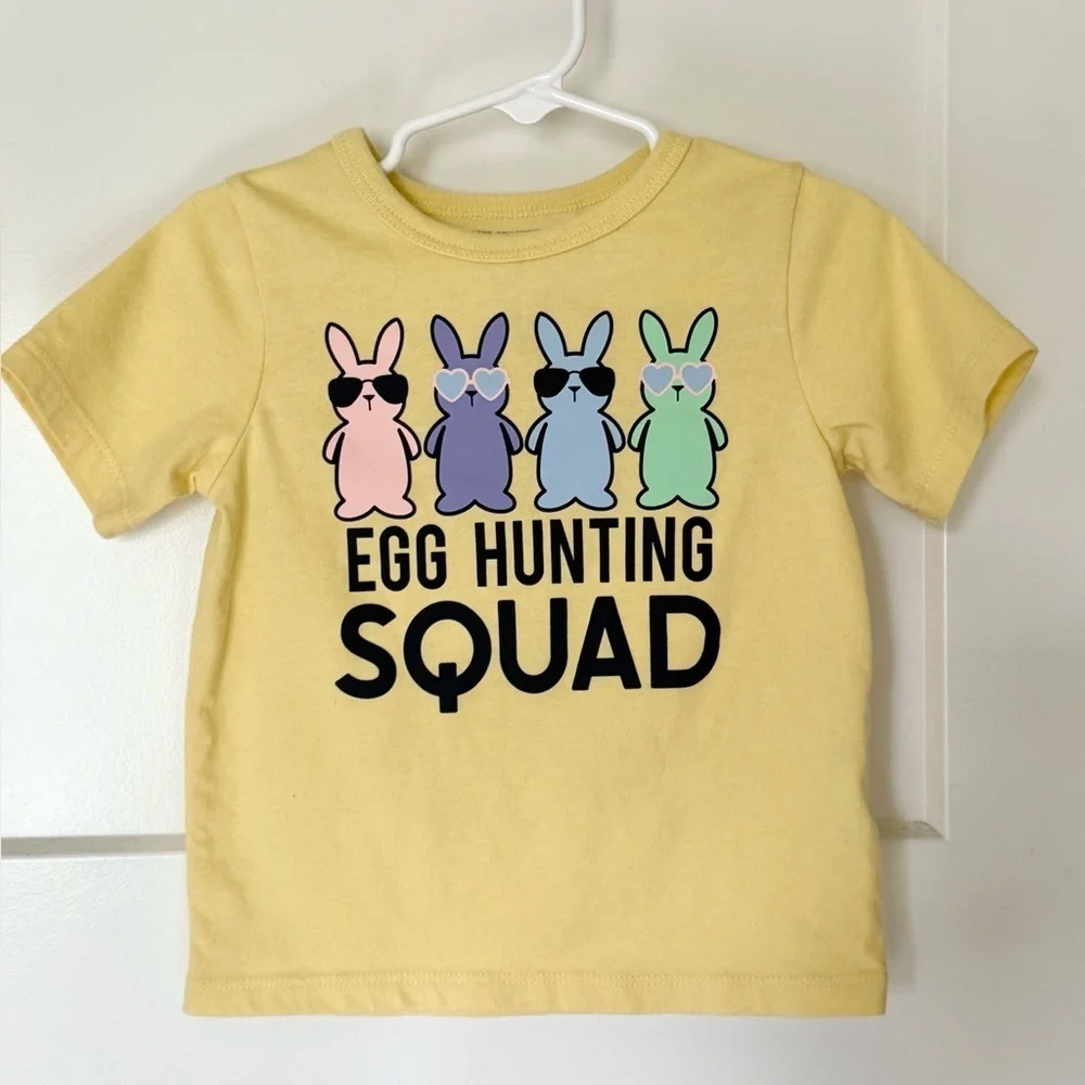 The Children’s Place 2T Easter “Egg Hunting Squad” Bunny Tee – Yellow